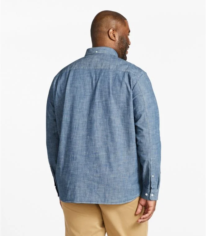 Men''s Comfort Stretch Chambray Shirt, Traditional Untucked Fit, Long-Sleeve - Image 7