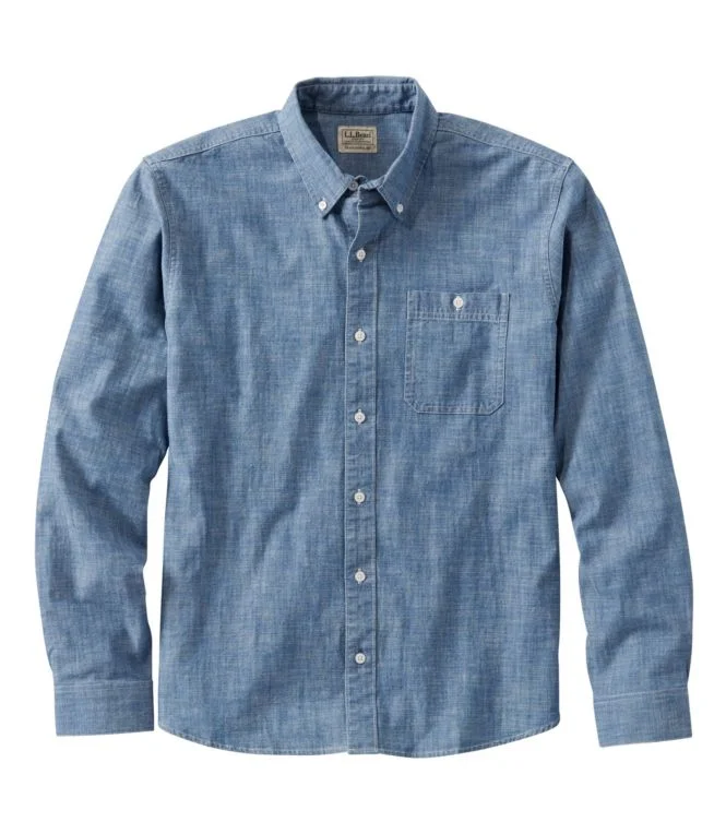 Men''s Comfort Stretch Chambray Shirt, Traditional Untucked Fit, Long-Sleeve - Image 8