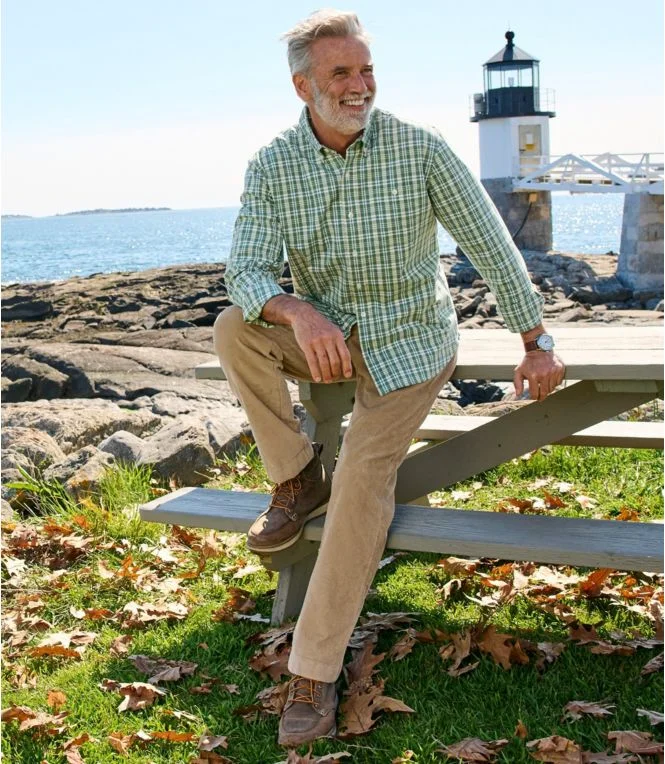 Men''s Comfort Stretch Chambray Shirt, Traditional Untucked Fit, Long-Sleeve, Print - Image 8