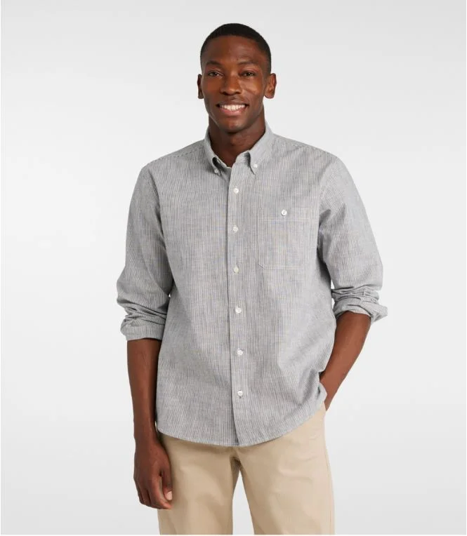 Men''s Comfort Stretch Chambray Shirt, Traditional Untucked Fit, Long-Sleeve, Stripe - Image 3