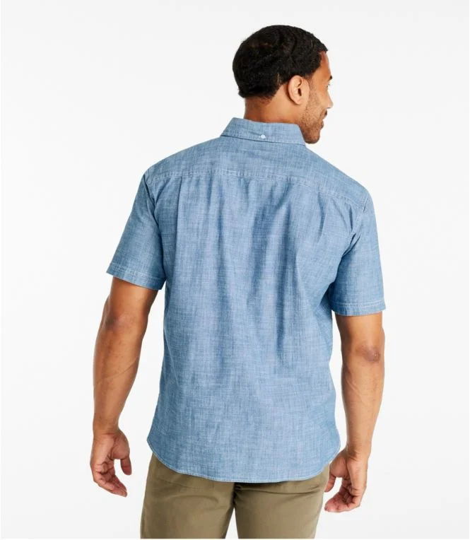 Alternative view of Men''s Comfort Stretch Chambray Shirt, Traditional Untucked Fit, Short-Sleeve