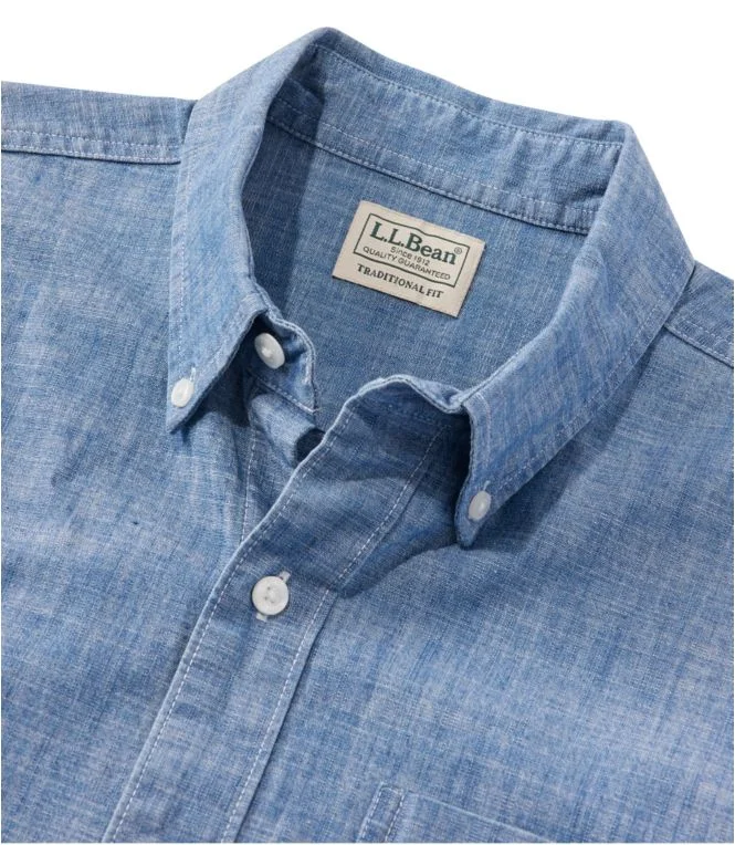 Men''s Comfort Stretch Chambray Shirt, Traditional Untucked Fit, Short-Sleeve - Image 3