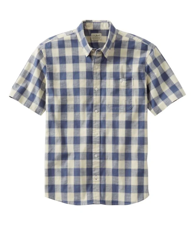 Men''s Comfort Stretch Chambray Shirt, Traditional Untucked Fit, Short-Sleeve, Plaid - Image 10