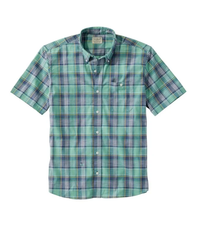Men''s Comfort Stretch Chambray Shirt, Traditional Untucked Fit, Short-Sleeve, Plaid - Image 11
