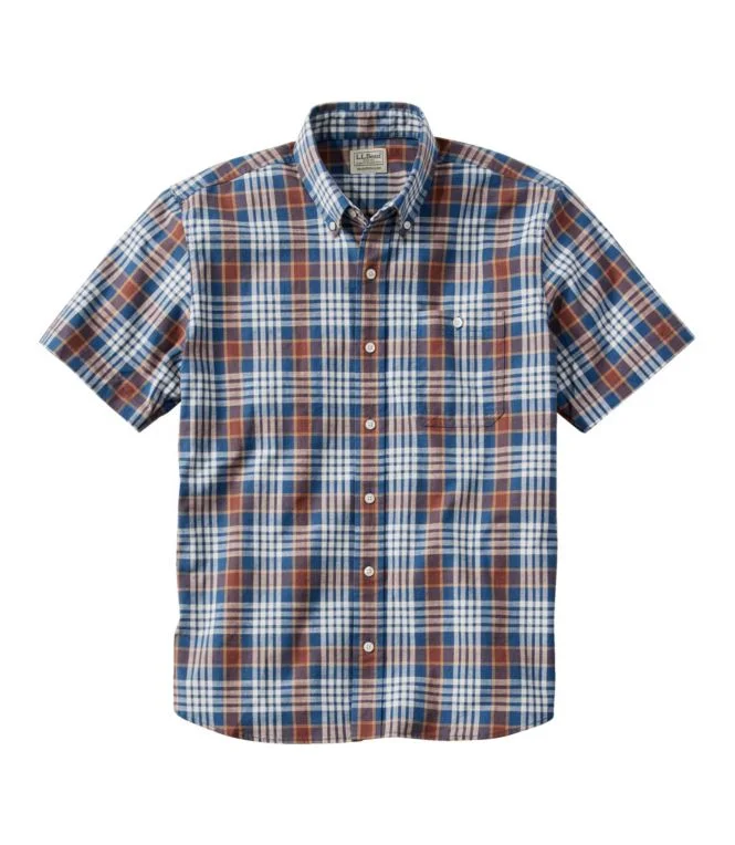 Men''s Comfort Stretch Chambray Shirt, Traditional Untucked Fit, Short-Sleeve, Plaid - Image 4