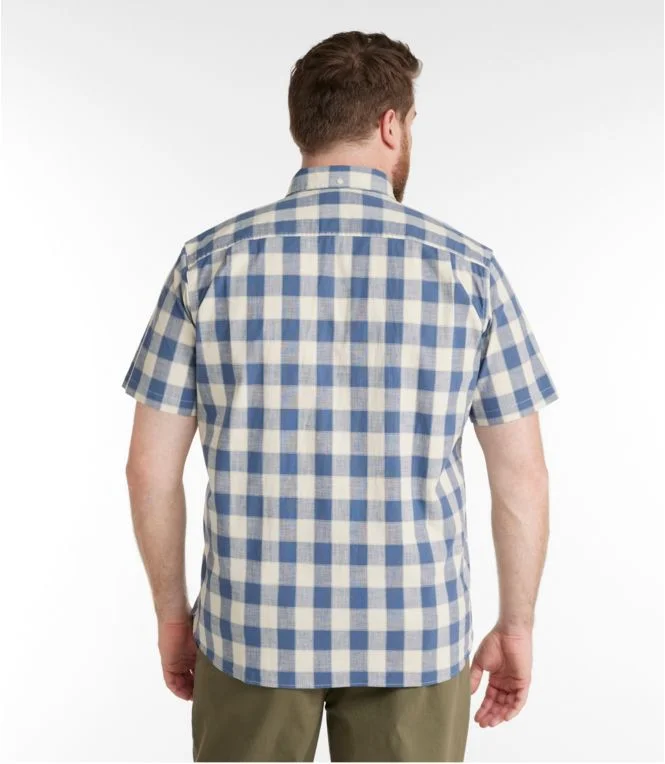 Men''s Comfort Stretch Chambray Shirt, Traditional Untucked Fit, Short-Sleeve, Plaid - Image 6