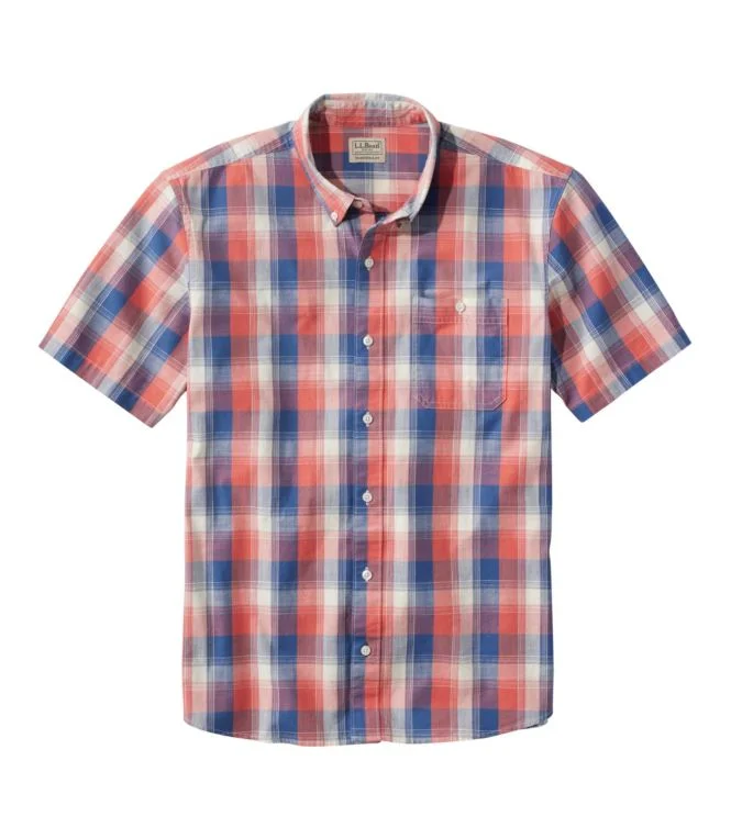Men''s Comfort Stretch Chambray Shirt, Traditional Untucked Fit, Short-Sleeve, Plaid - Image 8