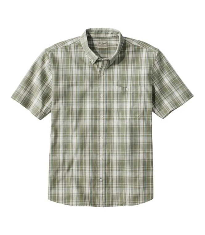 Men''s Comfort Stretch Chambray Shirt, Traditional Untucked Fit, Short-Sleeve, Plaid - Image 9