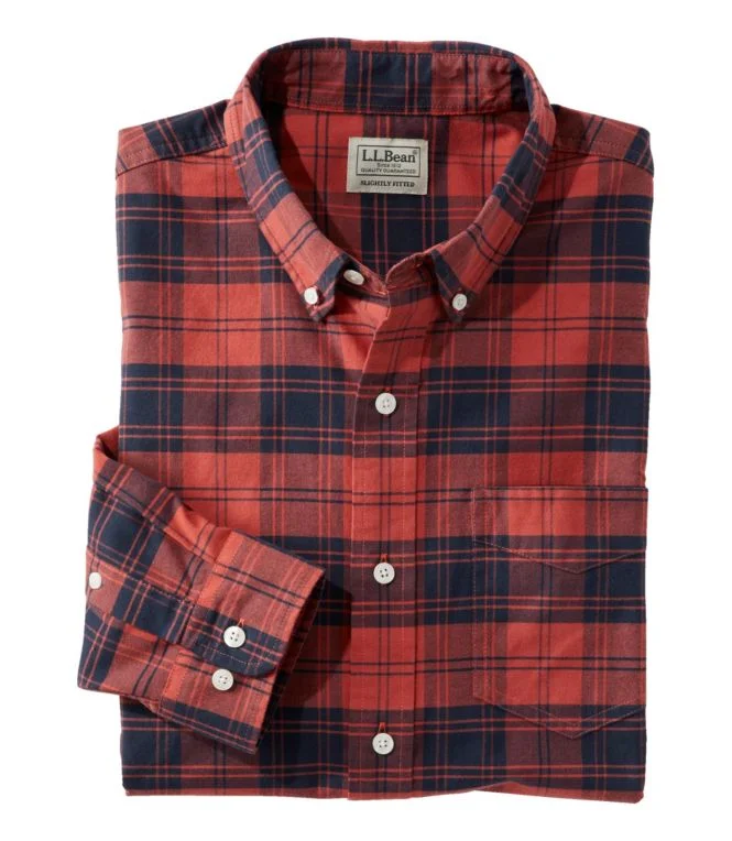 Men''s Comfort Stretch Oxford Shirt, Slightly Fitted Untucked Fit, Plaid - Image 10