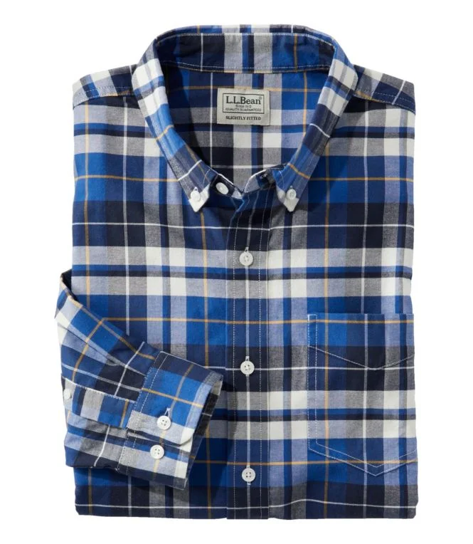 Men''s Comfort Stretch Oxford Shirt, Slightly Fitted Untucked Fit, Plaid - Image 13