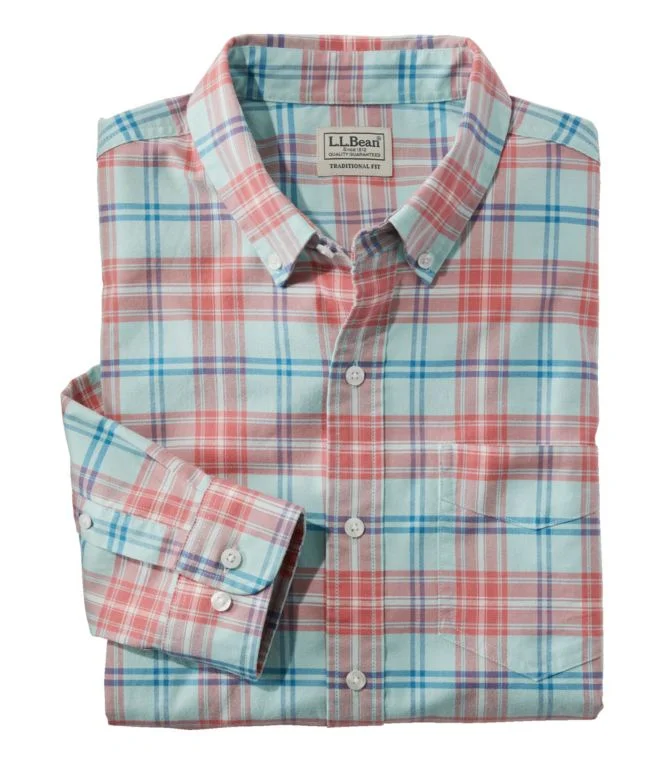 Men''s Comfort Stretch Oxford Shirt, Slightly Fitted Untucked Fit, Plaid - Image 16