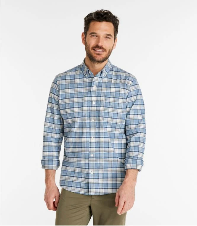 Men''s Comfort Stretch Oxford Shirt, Slightly Fitted Untucked Fit, Plaid - Image 3