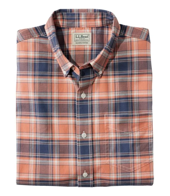 Men''s Comfort Stretch Oxford Shirt, Slightly Fitted Untucked Fit, Plaid - Image 8