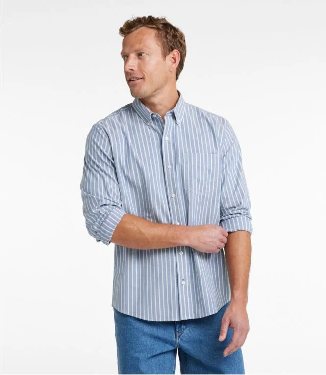 Men''s Comfort Stretch Oxford Shirt, Slightly Fitted Untucked Fit, Stripe