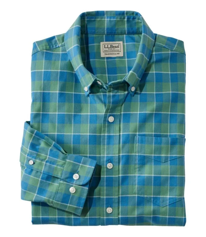 Men''s Comfort Stretch Oxford Shirt, Traditional Untucked Fit, Plaid - Image 15