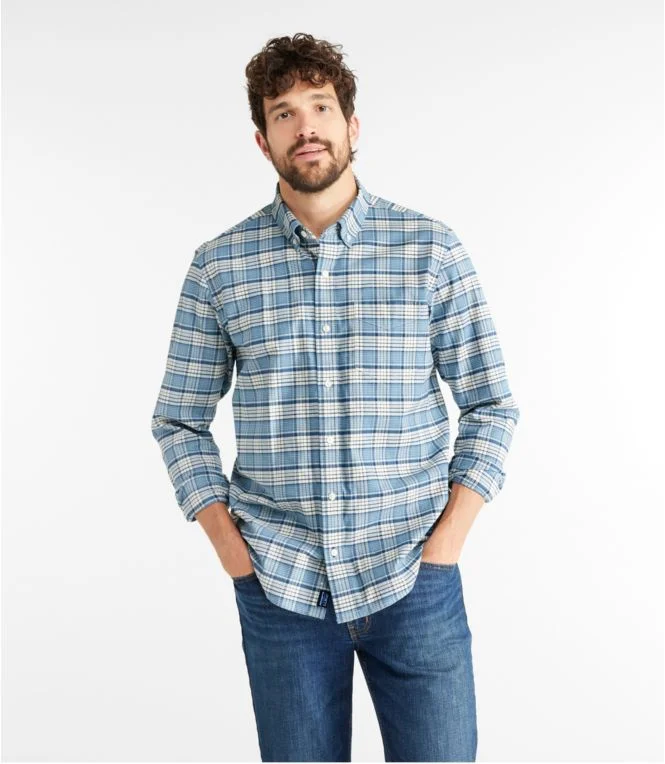 Men''s Comfort Stretch Oxford Shirt, Traditional Untucked Fit, Plaid - Image 3