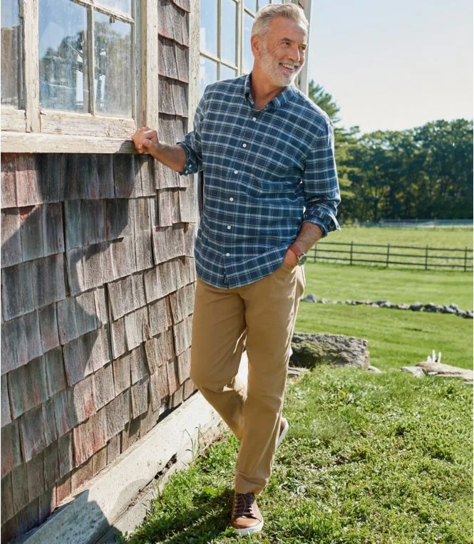 Men''s Comfort Stretch Oxford Shirt, Traditional Untucked Fit, Plaid - Image 7