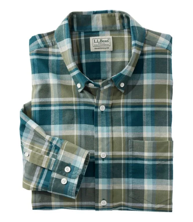 Men''s Comfort Stretch Oxford Shirt, Traditional Untucked Fit, Plaid - Image 8