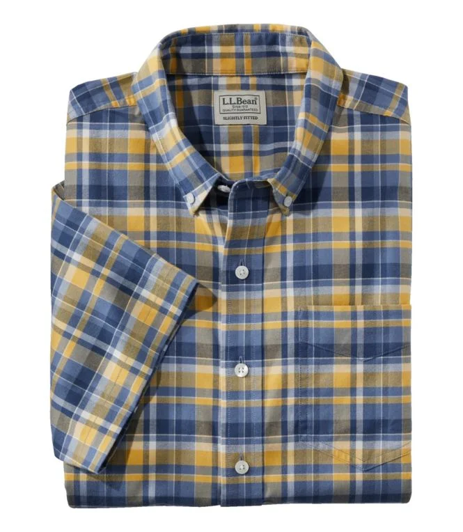 Men''s Comfort Stretch Oxford, Slightly Fitted Untucked Fit, Short-Sleeve, Plaid - Image 13