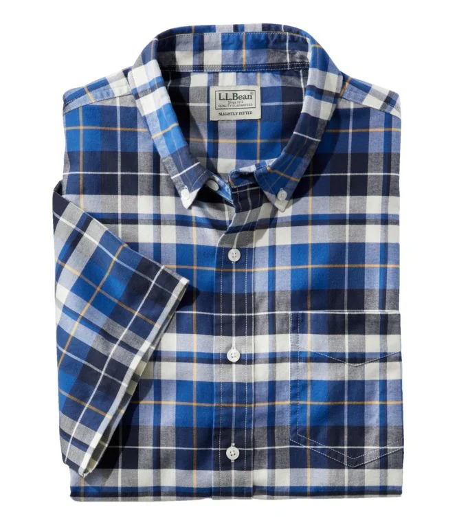 Men''s Comfort Stretch Oxford, Slightly Fitted Untucked Fit, Short-Sleeve, Plaid - Image 14
