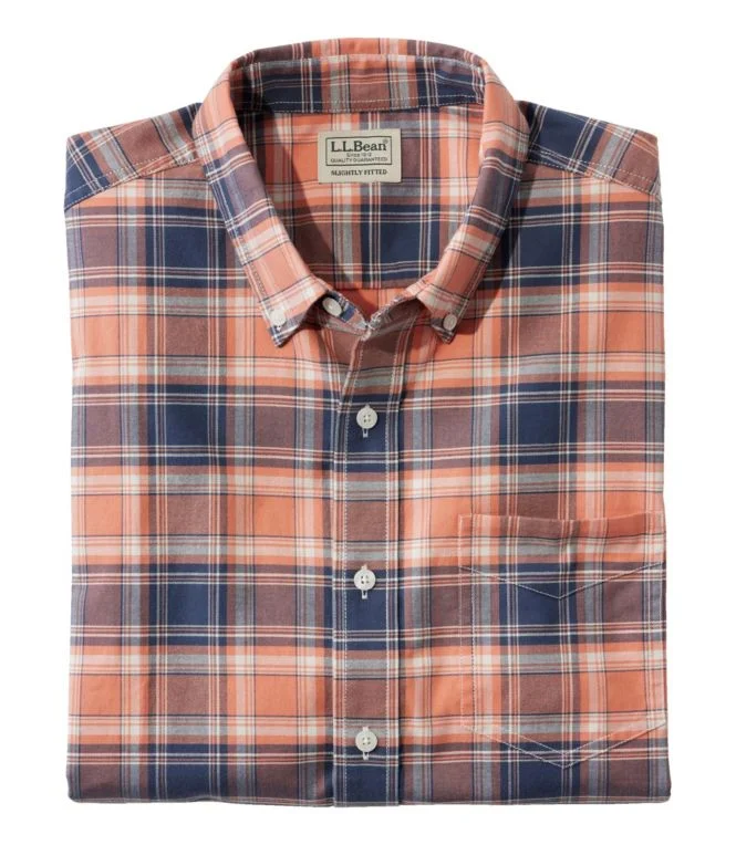 Alternative view of Men''s Comfort Stretch Oxford, Slightly Fitted Untucked Fit, Short-Sleeve, Plaid