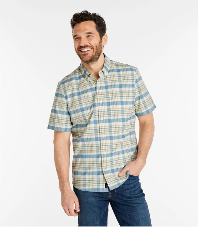 Men''s Comfort Stretch Oxford, Slightly Fitted Untucked Fit, Short-Sleeve, Plaid - Image 3