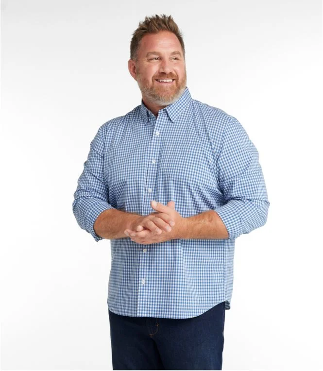 Men''s Comfort Stretch Performance Shirt, Long-Sleeve, Slightly Fitted Untucked Fit, Plaid