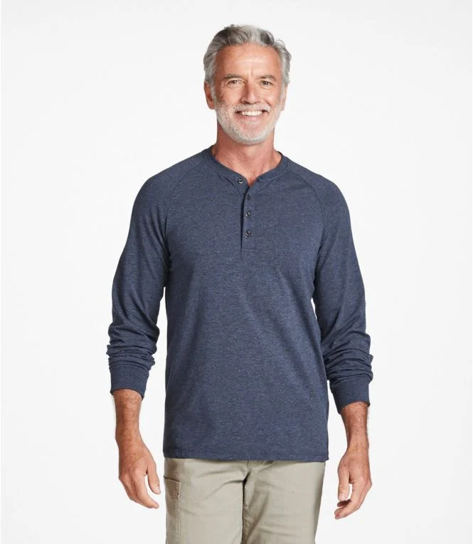 Men''s Comfort Stretch Pima Tee Shirt, Long-Sleeve Henley - Image 3