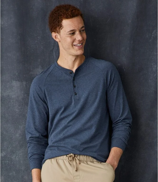 Men''s Comfort Stretch Pima Tee Shirt, Long-Sleeve Henley - Image 7