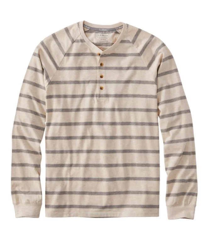 Men''s Comfort Stretch Pima Tee Shirt, Long-Sleeve Henley, Stripe