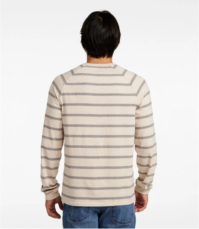 Men''s Comfort Stretch Pima Tee Shirt, Long-Sleeve Henley, Stripe - Image 4
