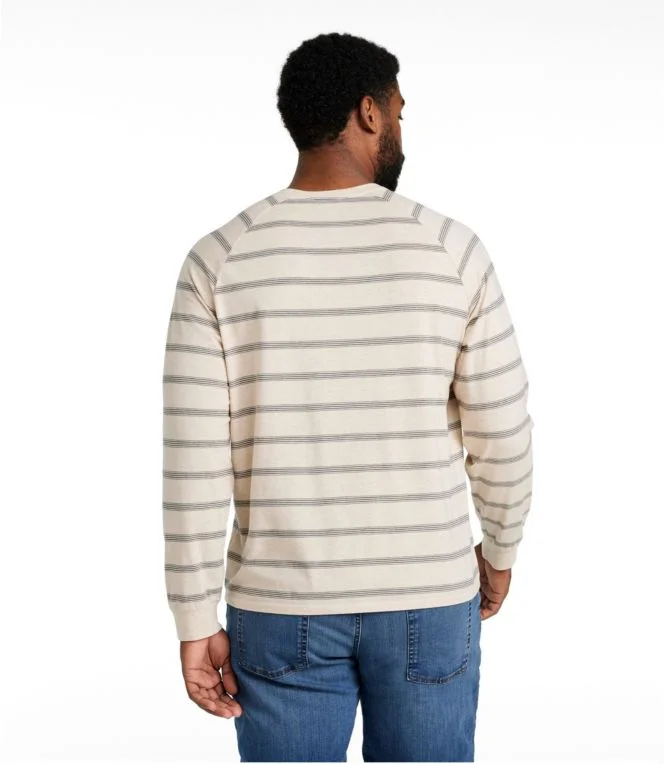 Men''s Comfort Stretch Pima Tee Shirt, Long-Sleeve Henley, Stripe - Image 6