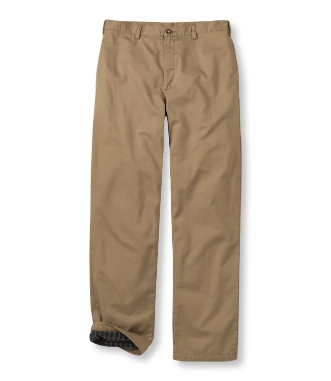 Men''s Double L® Chinos, Natural Fit, Plain Front, Flannel-Lined
