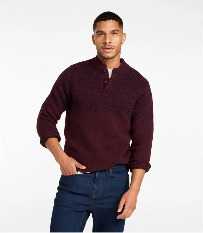 Men''s L.L.Bean Classic Ragg Wool Fair Isle Henley Sweater - Image 3