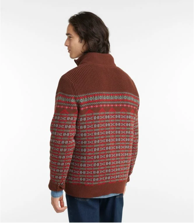 Men''s L.L.Bean Organic Cotton Waffle Sweater, Quarter-Zip, Fair Isle - Image 4
