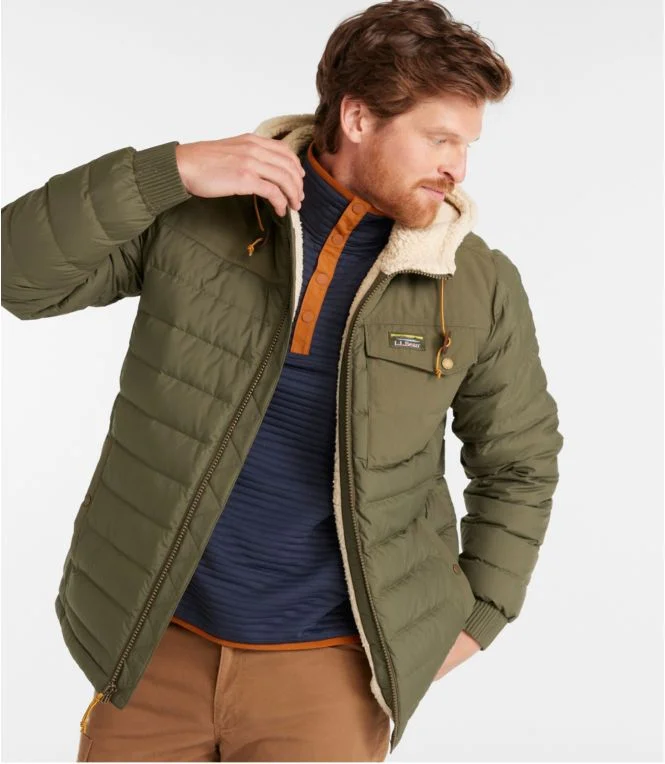 Men''s Mountain Classic Down Hooded Jacket, Sherpa-Lined - Image 3