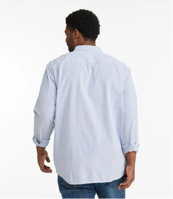 Men''s Organic Cotton Seersucker Shirt, Long-Sleeve, Traditional Fit, Stripe