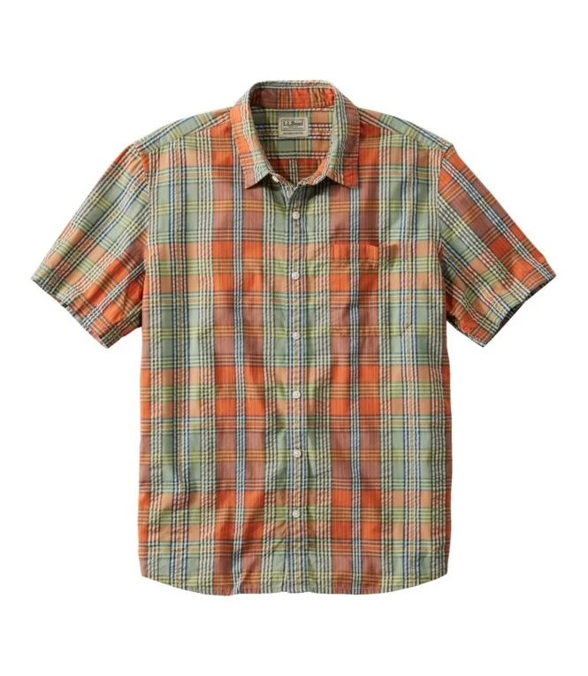 Men''s Organic Cotton Seersucker Shirt, Short-Sleeve, Slightly Fitted, Plaid - Image 10
