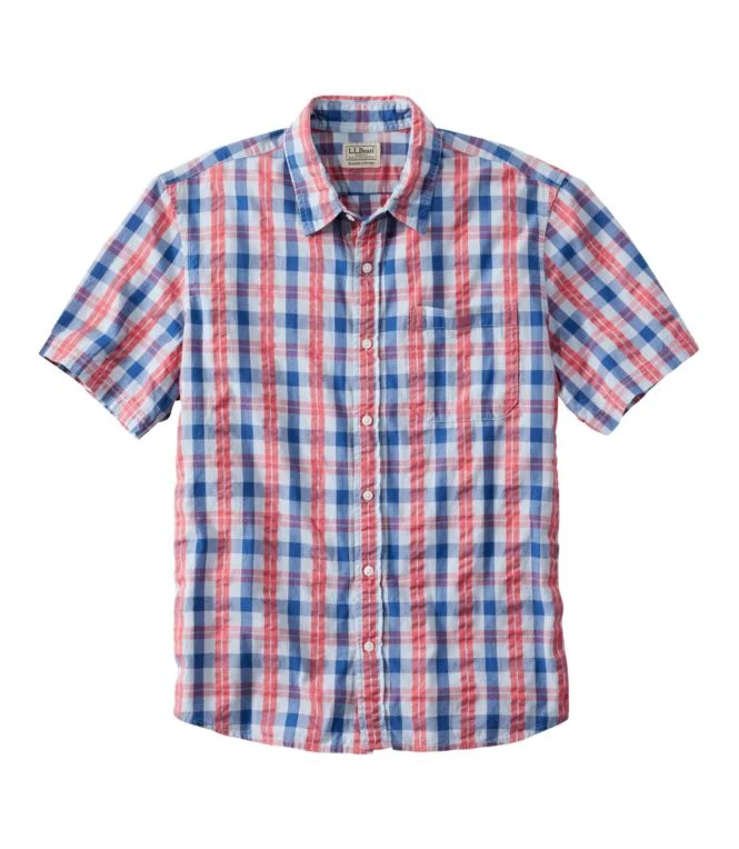 Men''s Organic Cotton Seersucker Shirt, Short-Sleeve, Slightly Fitted, Plaid - Image 11