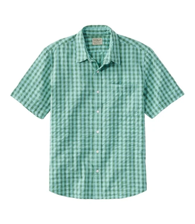 Men''s Organic Cotton Seersucker Shirt, Short-Sleeve, Slightly Fitted, Plaid - Image 12