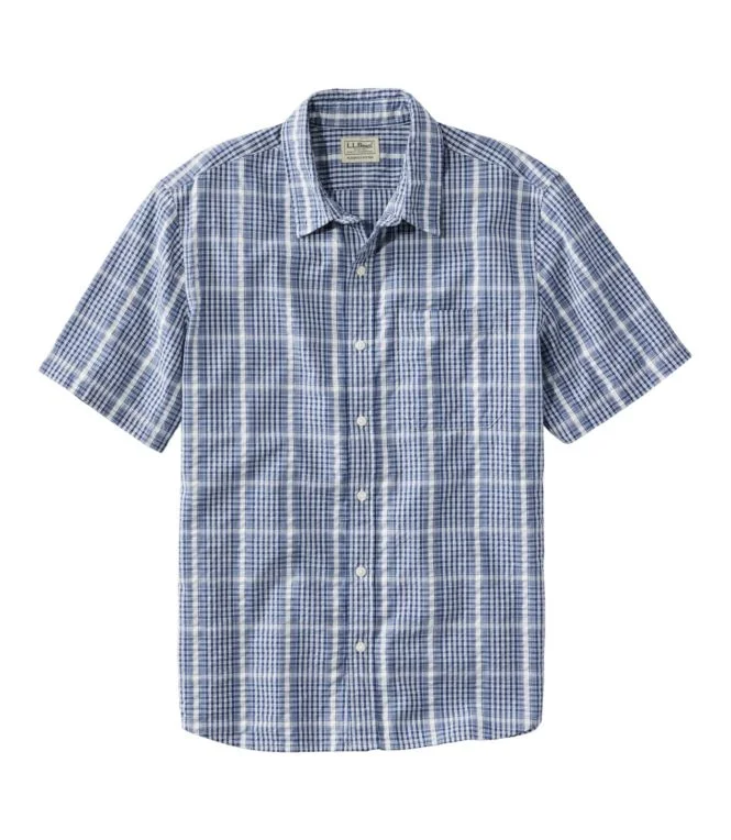 Men''s Organic Cotton Seersucker Shirt, Short-Sleeve, Slightly Fitted, Plaid - Image 13
