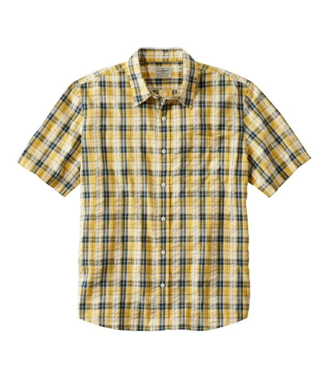 Alternative view of Men''s Organic Cotton Seersucker Shirt, Short-Sleeve, Slightly Fitted, Plaid