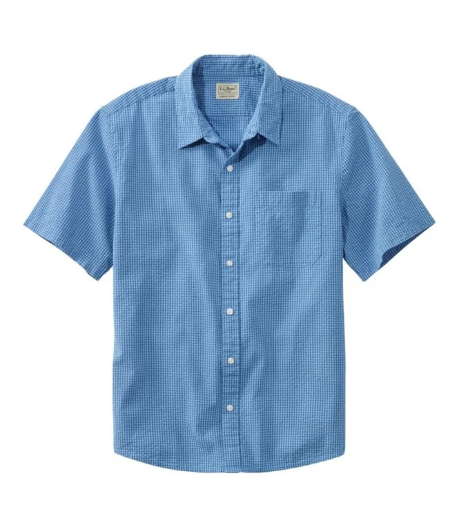 Men''s Organic Cotton Seersucker Shirt, Short-Sleeve, Slightly Fitted, Plaid - Image 5
