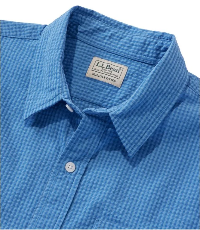 Men''s Organic Cotton Seersucker Shirt, Short-Sleeve, Slightly Fitted, Plaid - Image 9