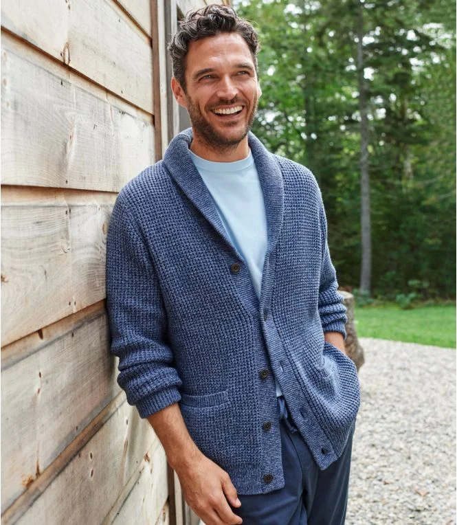 Men''s Organic Cotton Waffle Sweater, Cardigan - Image 8