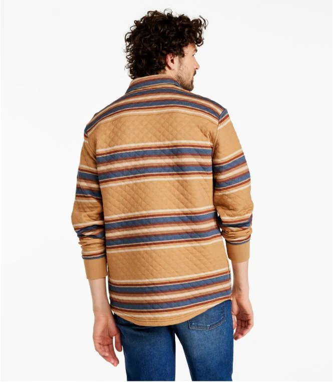 Men''s Quilted Sweatshirts, Snap Overshirt, Stripe