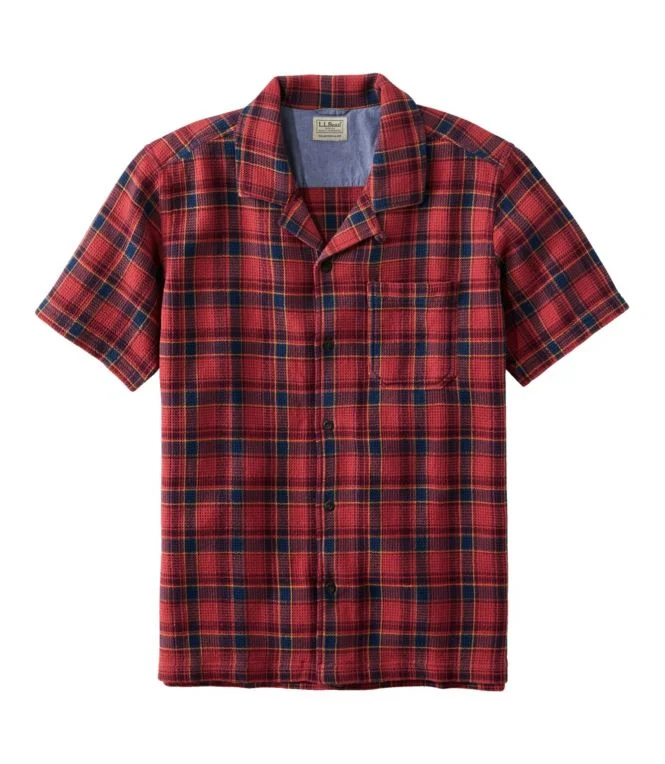 Men''s Rugged Waffle Shirt, Plaid, Traditional Untucked Fit, Short-Sleeve