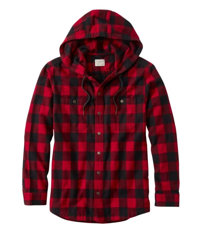 Men''s Scotch Plaid Flannel Hooded Shirt, Slightly Fitted - Image 12