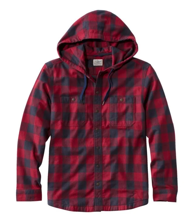 Men''s Scotch Plaid Flannel Hooded Shirt, Slightly Fitted - Image 14