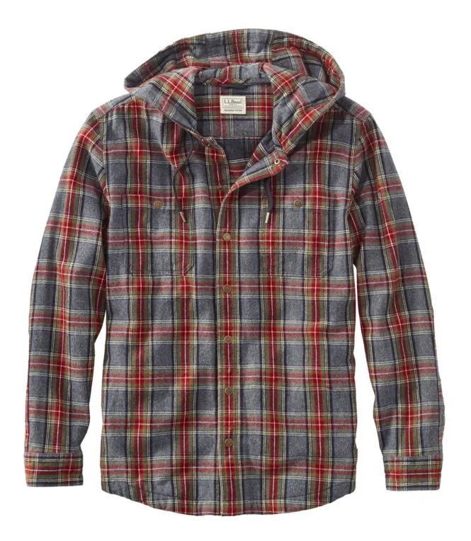 Alternative view of Men''s Scotch Plaid Flannel Hooded Shirt, Slightly Fitted